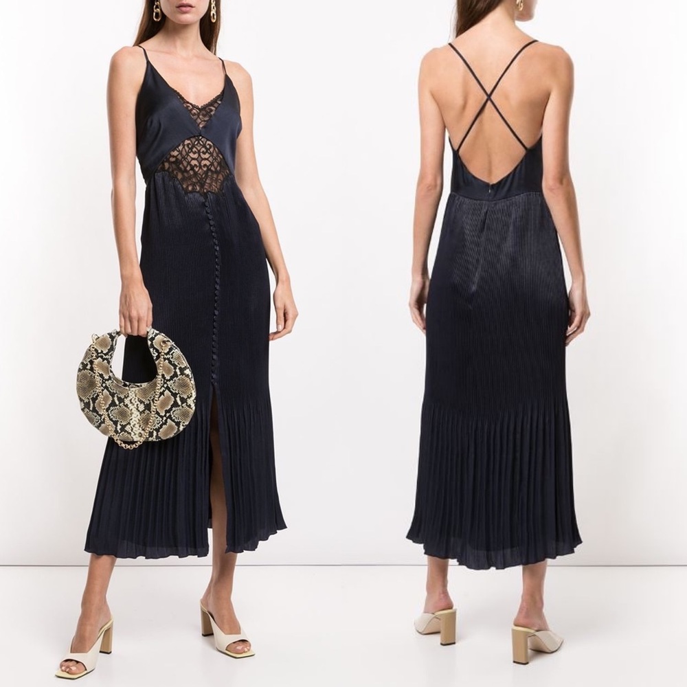 Jonathan Simkhai Lace Pleated Midi Dress